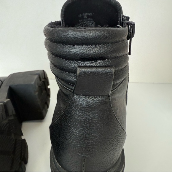 Sun & Stone Edgy Platform Chunky Block Heel Combat Moto Boots | Black | Sz 9 - Picture 11 of 14
